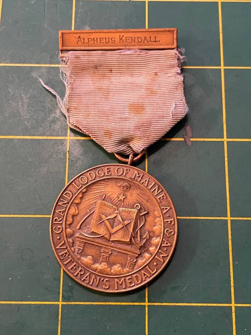 Vintage 1935 Masonic Grand Lodge Of Maine Medal 50 Years Service 01-320