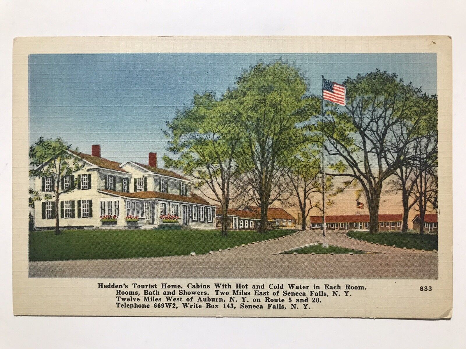 1940 Hedden’s Tourist Home Seneca Falls New York Postcard