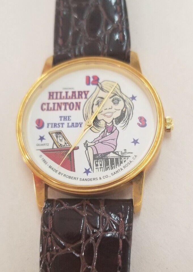 Vintage 1993 Hillary Clinton First Lady Political Character Wristwatch Watch NOS