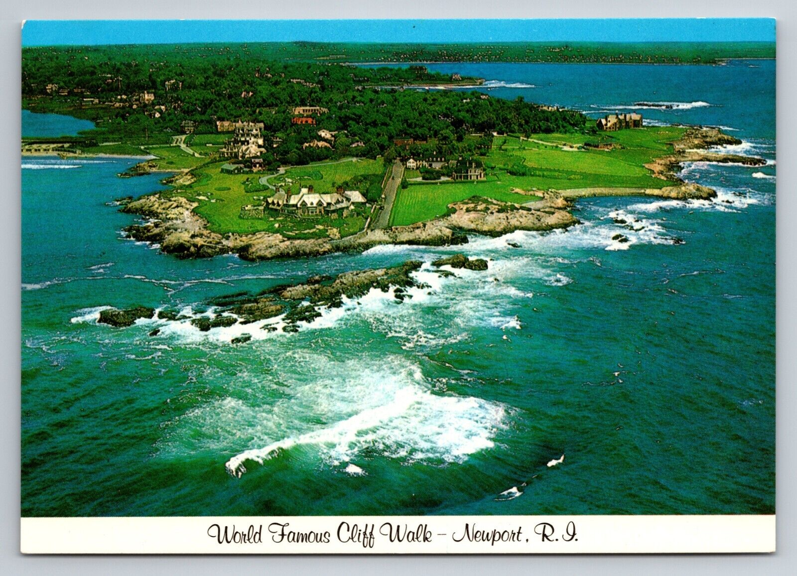 World Famous Cliff Walk Newport Rhode Island Vintage Unposted Postcard