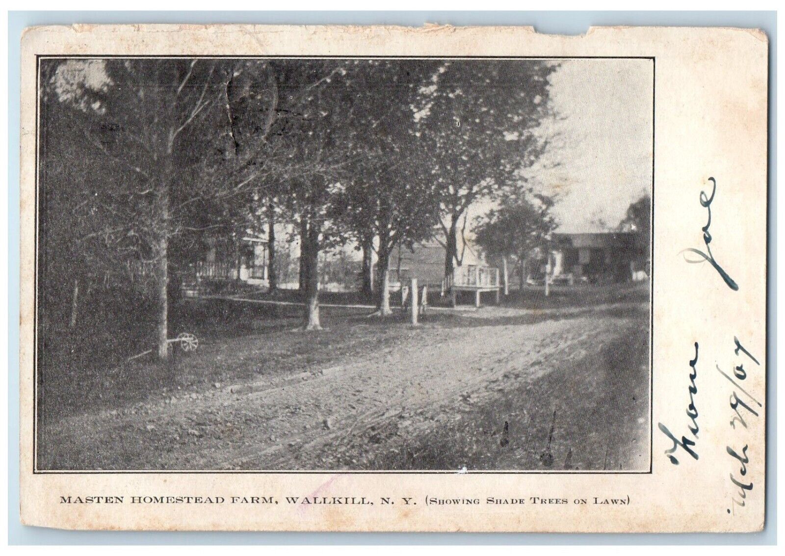 1907 Masten Homestead Farm Wallkill NY, Showing Shade Trees On Lawn Postcard