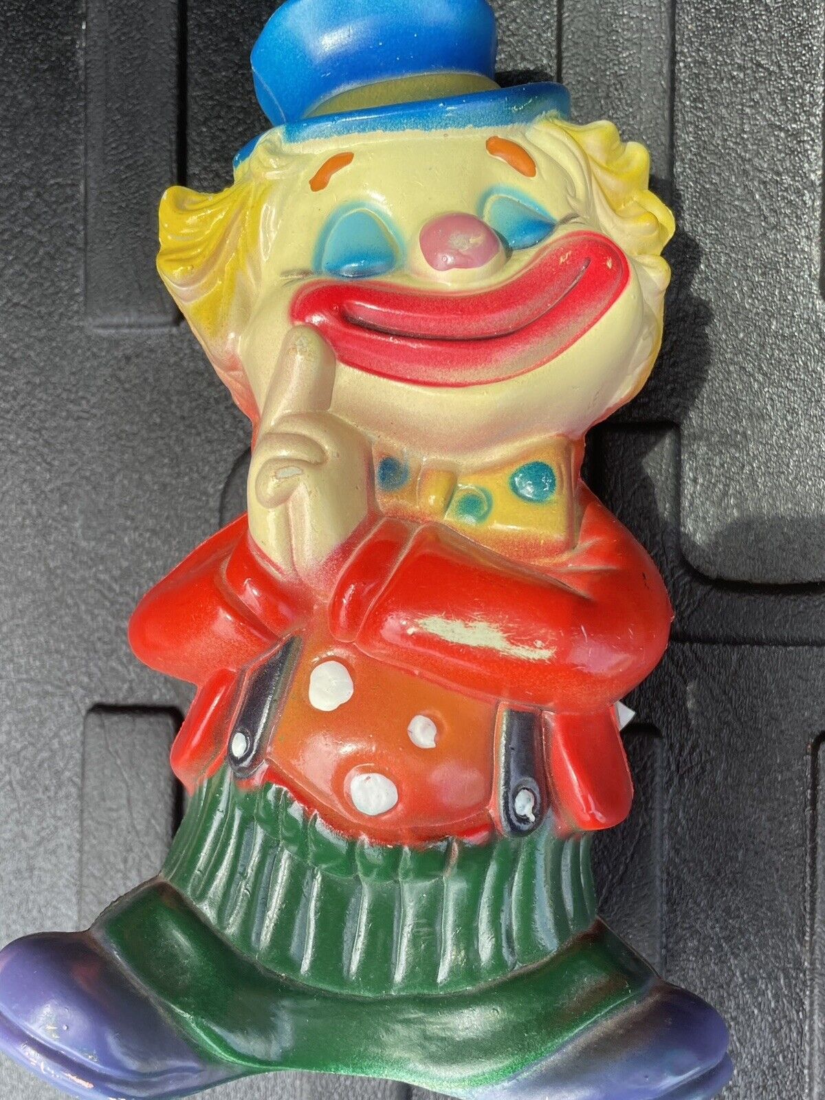 Vintage Retro Plastic Happy Clown Coin Collectible Bank With Stopper Circus