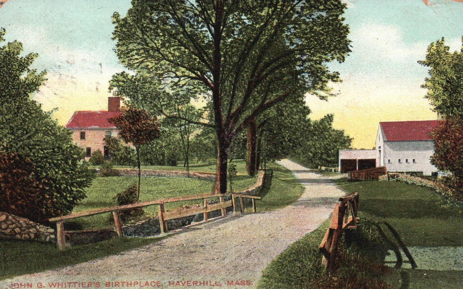 Postcard MA Haverhill John G Whittiers Birthplace Posted 1907 Vintage PC H699