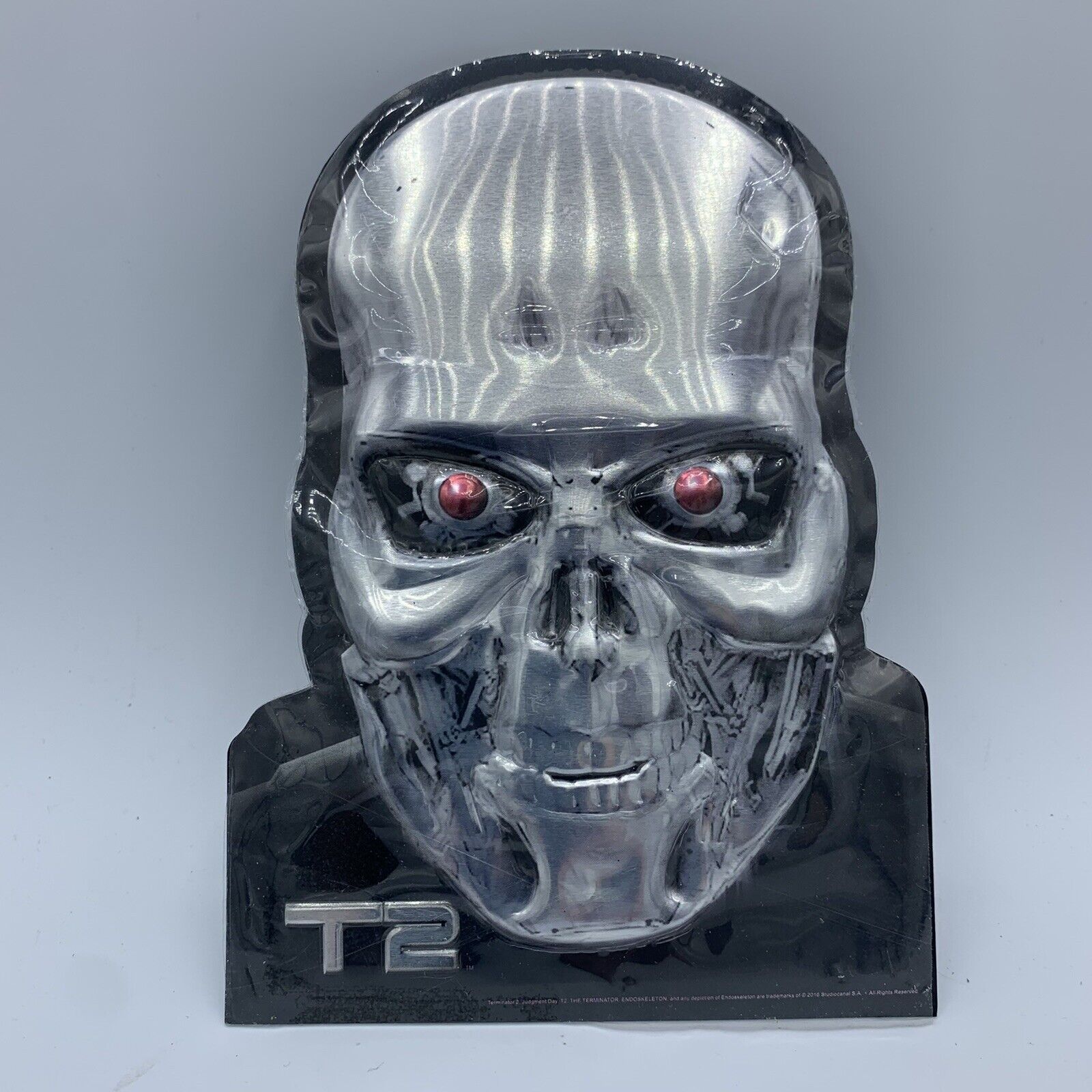 T2 Terminator 2 Stamped Tin Skull Face Plaque Loot Crate T2 7\