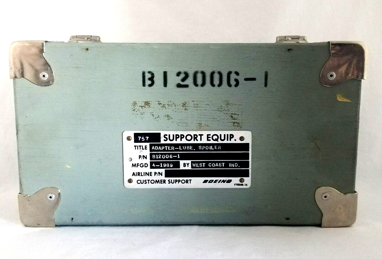 Vtg BOEING Wood Box 757 Airplane Support Equipment Adapter Lube Box - RARE - *