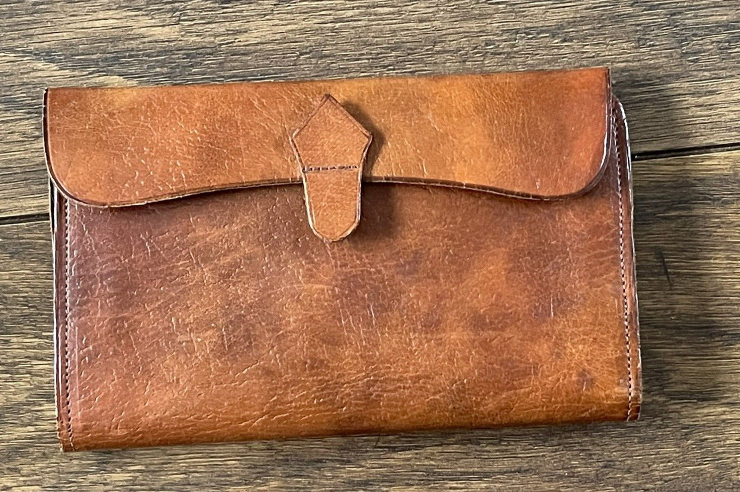 Vintage/Collectable/Rare Oak Calf Leather Mens Wallet Bifold 