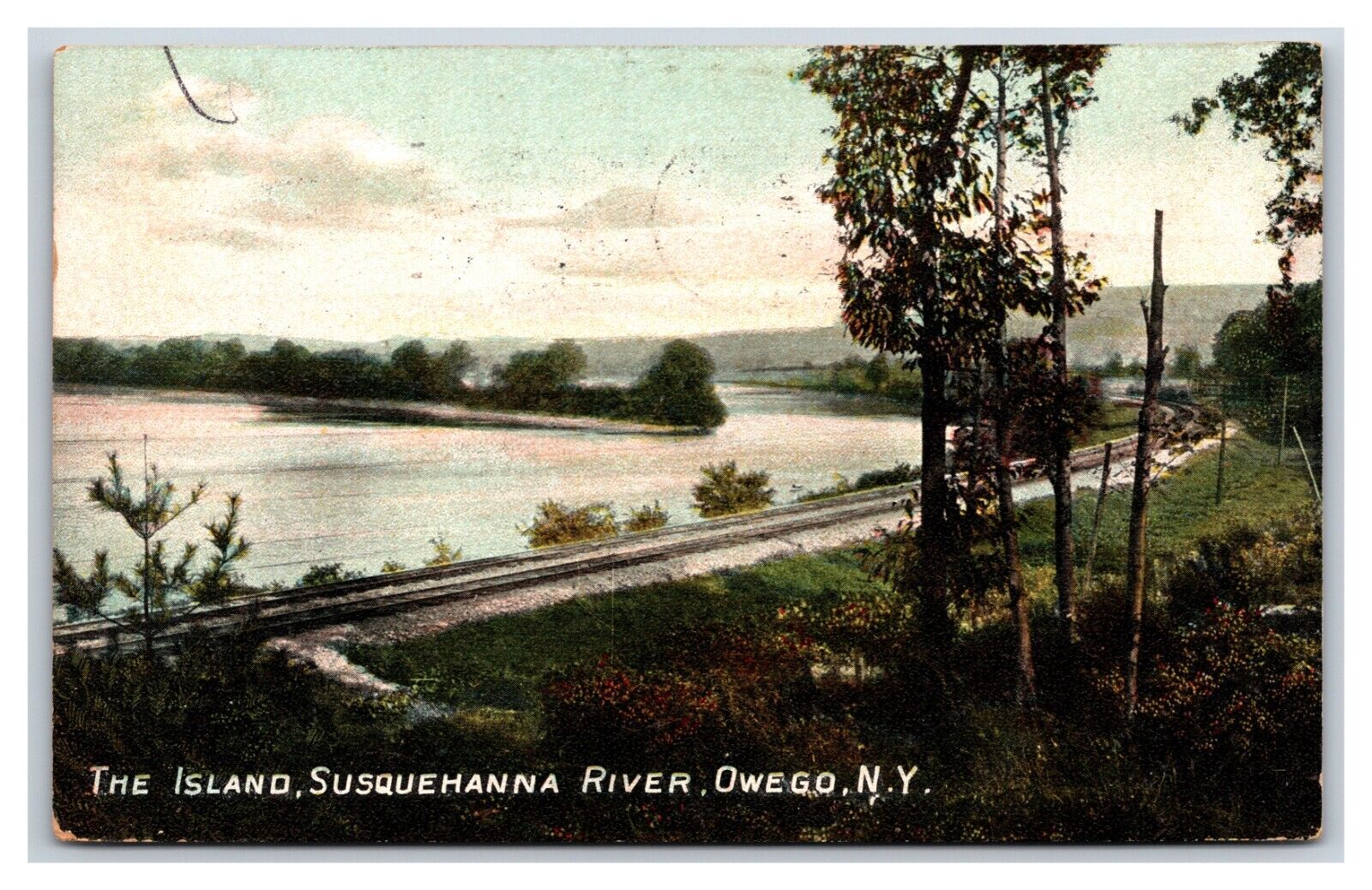 Susquehanna River Island Owego New York NY DB Postcard U23
