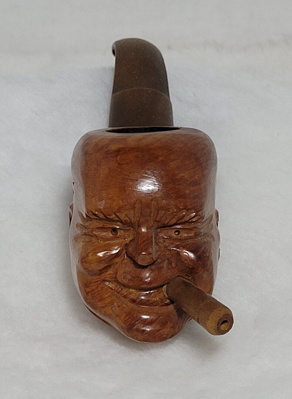 Vintage Bruyere Grantie Man Face Pipe Smoking Tobacco Collectible Figural 