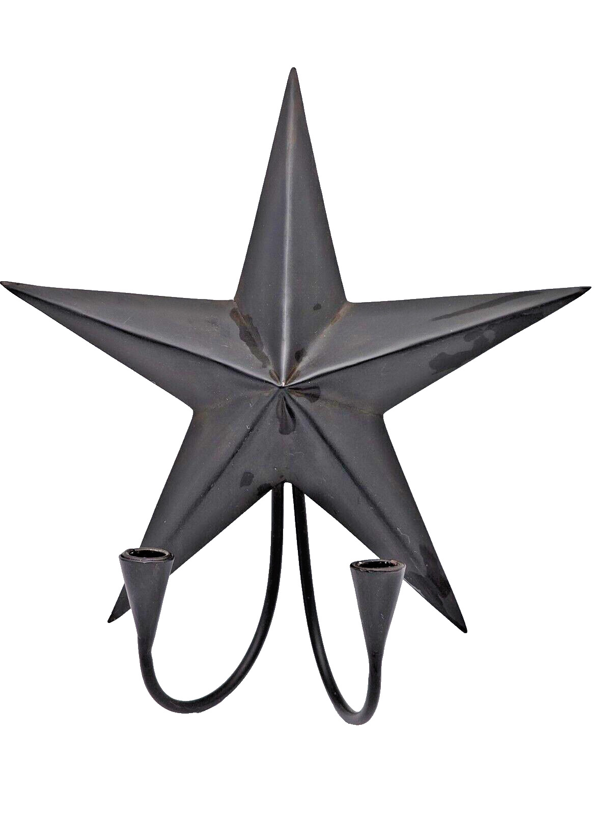 Large Crate and Barrel Metal Star Two Candle Holder for Wall Old Stock Farmhouse