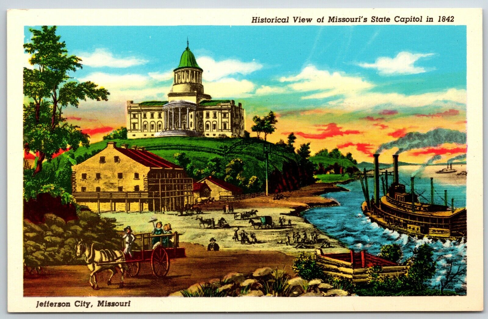 Historical View of Jefferson City, Missouri - Postcard