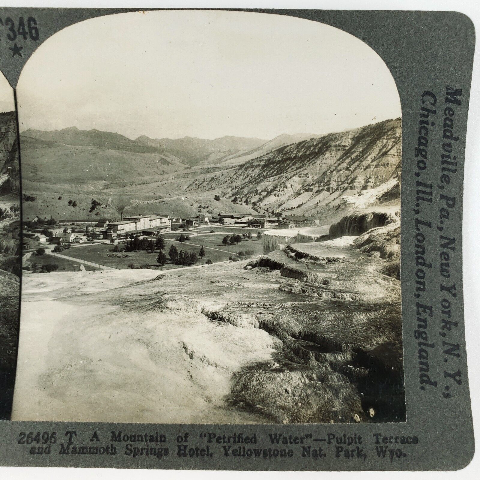 Mammoth Hot Springs Hotel Stereoview c1915 Yellowstone Park Pulpit Terrace B1941