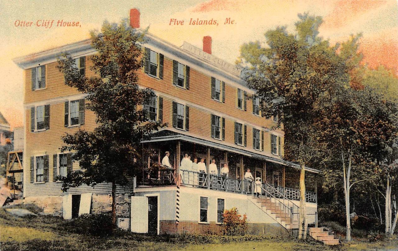 Five Islands~Georgetown ME Maine OTTER CLIFF HOUSE Guests~Porch ca1910s Postcard