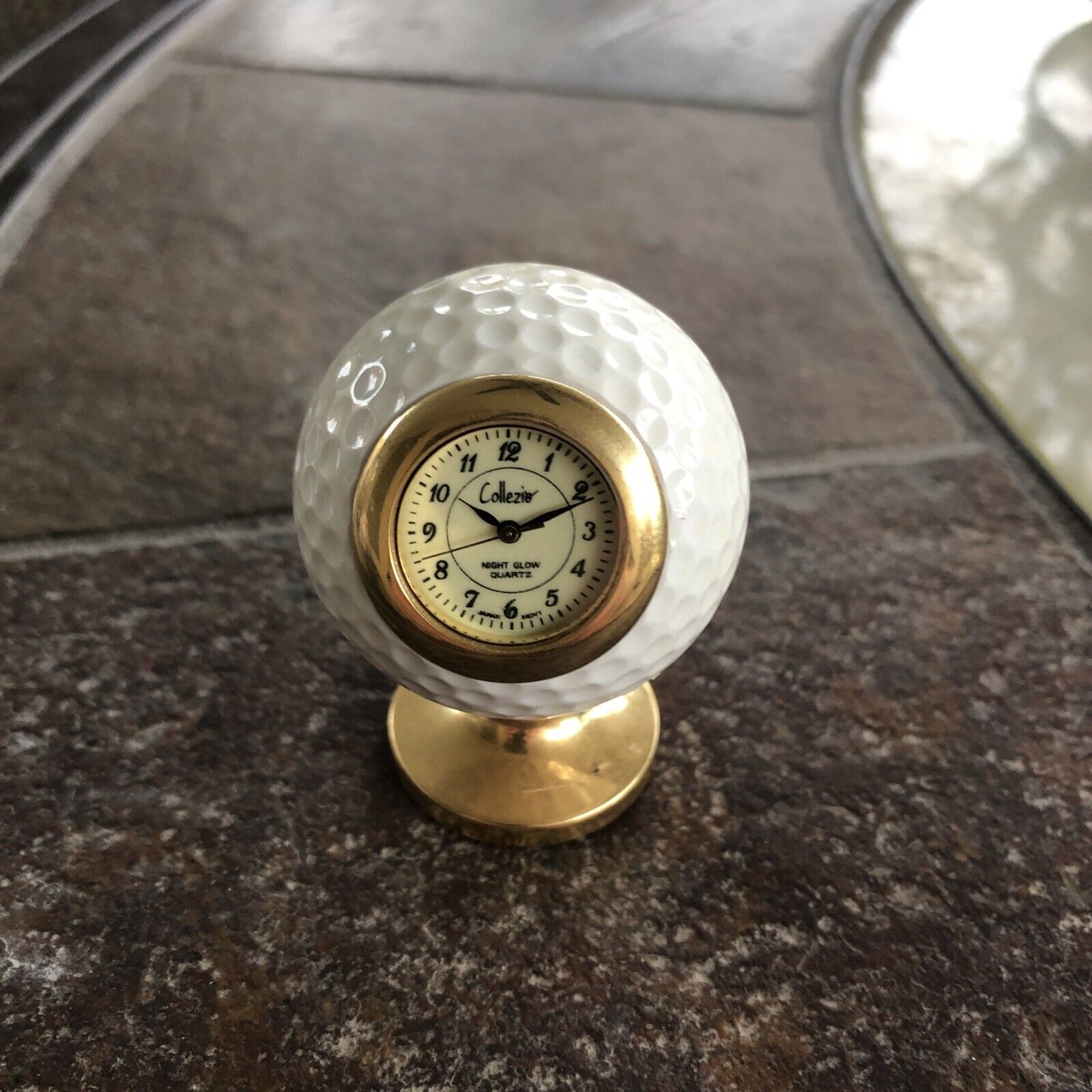 Vintage Collezio Quartz Miniature Clock Golf Ball; Japan Movement