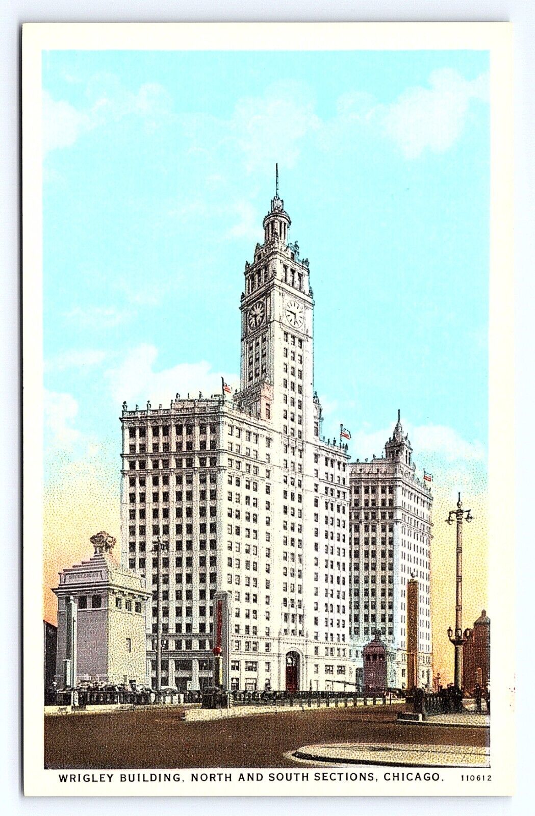 Postcard Wrigley Building North and South Sections Chicago Illinois IL