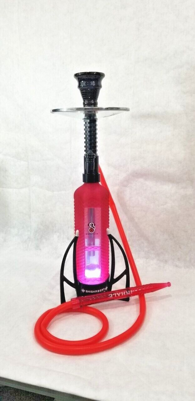 17” Modern Table Hookah With LED,SILICONE HOSE AND CLAY BOWL IN A HARD SUITCASE