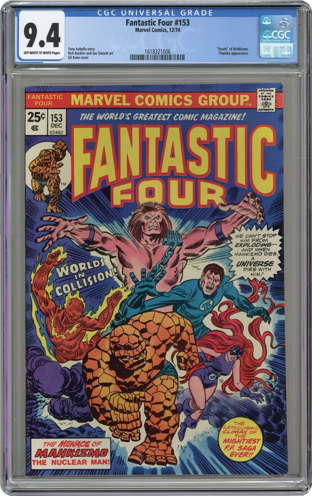 Fantastic Four #153 CGC 9.4 1974 1618321006