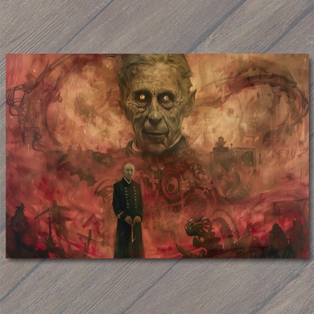 POSTCARD King Charles III Evil Royal Painting Reimagined England Red Scary Fun