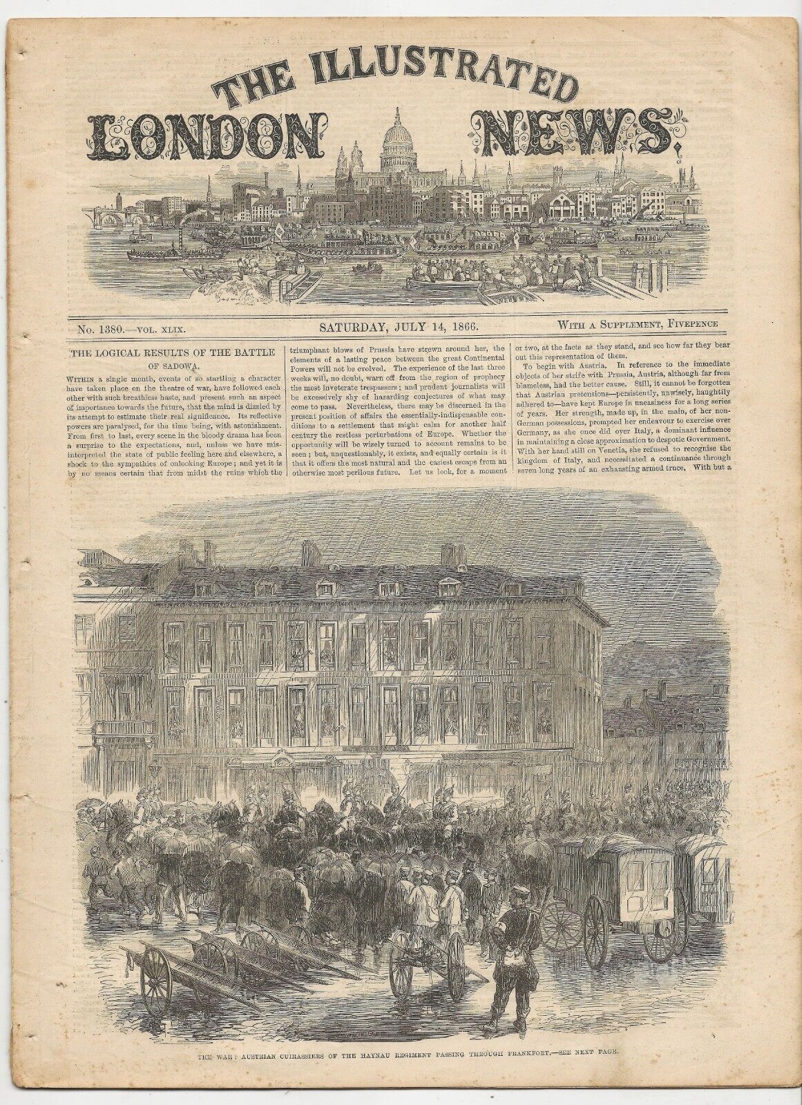 July 14, 1866 Illustrated London News - Wedding of Princess Helena - Great Cond