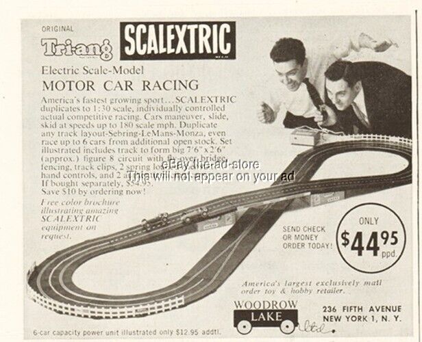1960 Tri-ang Scalextric Slot Car Racing Set Vintage Toy Magazine Ad