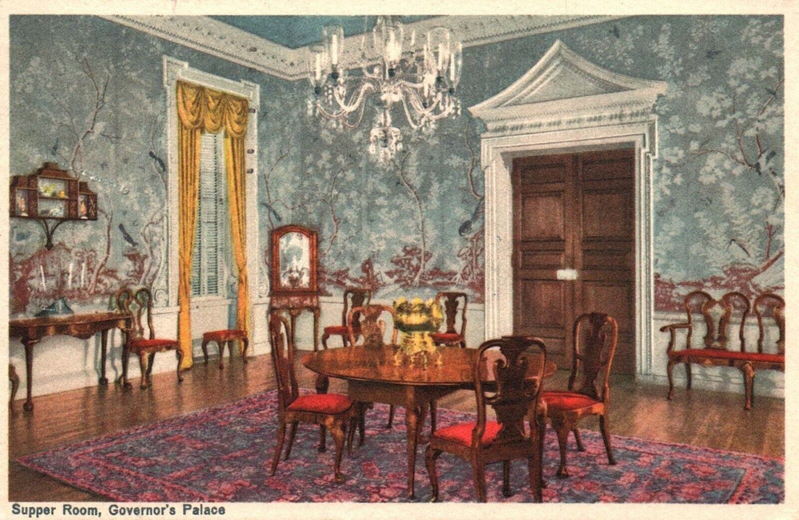 Postcard Supper Room Governor\'s Palace Williamsburg Virginia 1949