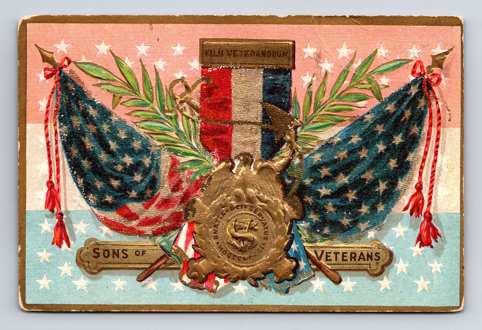 Sons of Veterans Civil War Decoration Day Series Embossed & BEADED Postcard