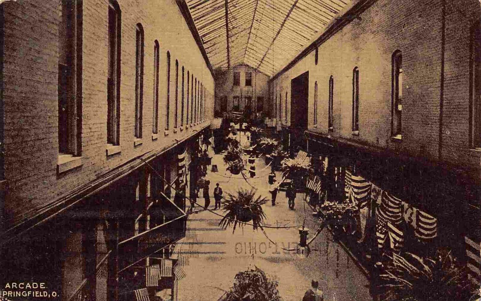 Shopping Arcade Springfield Ohio 1911 postcard