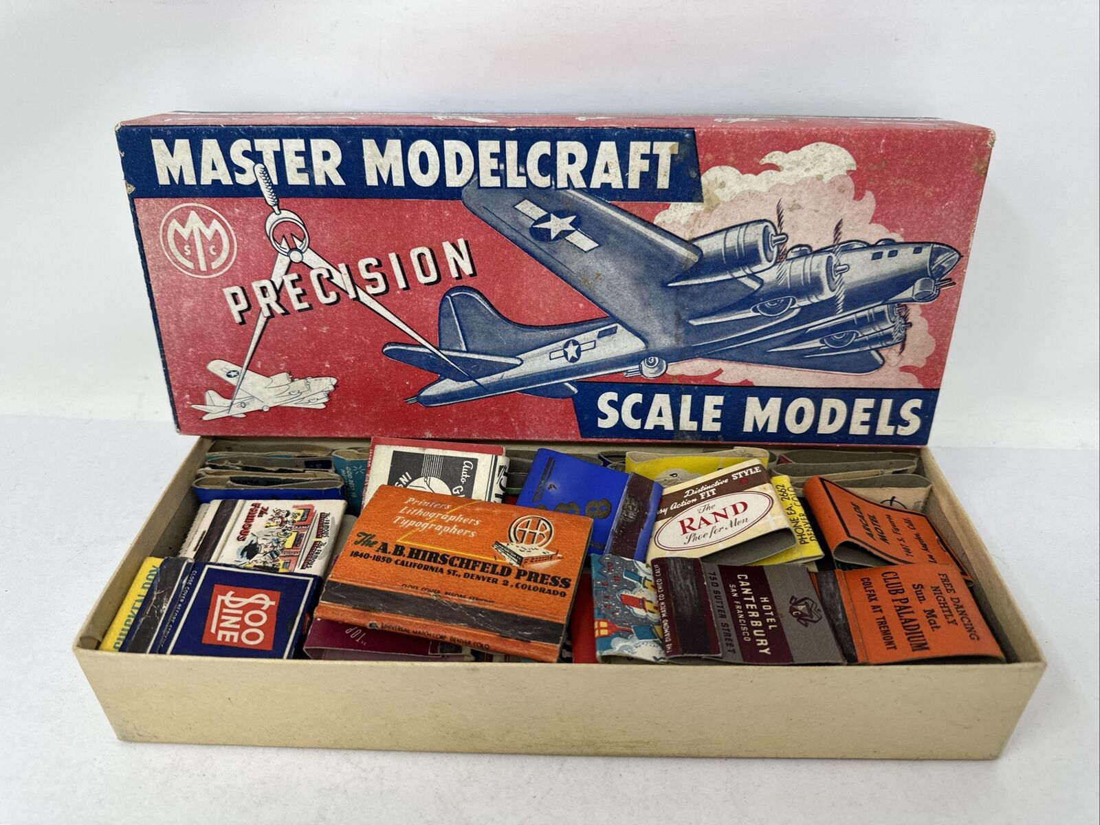 Vintage Matchbook Lot Empty Estate Sale Find in Old Airplane model box Denver