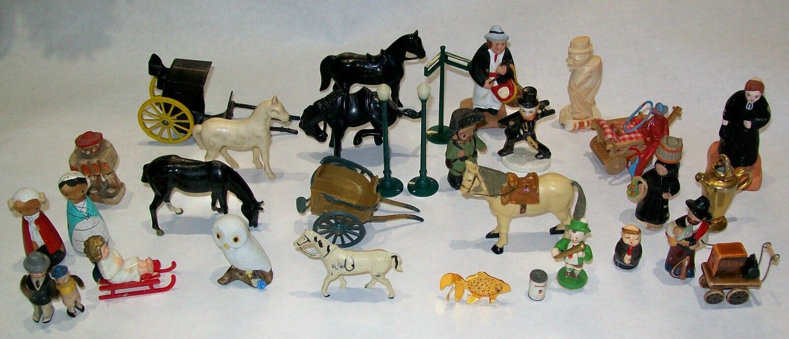 Vintage Antique Miniature Collectibles Assorted 34 piece LOT Figures toys horses