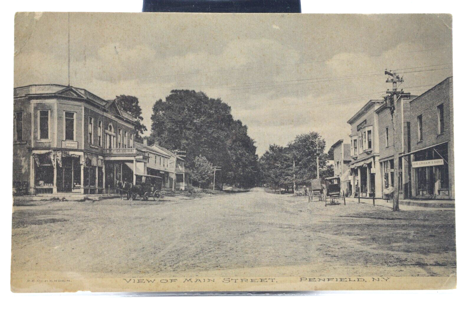 Antique Postcard - View of Main Street, Penfield, NY - c1909 -Dirt Roads/Buggies