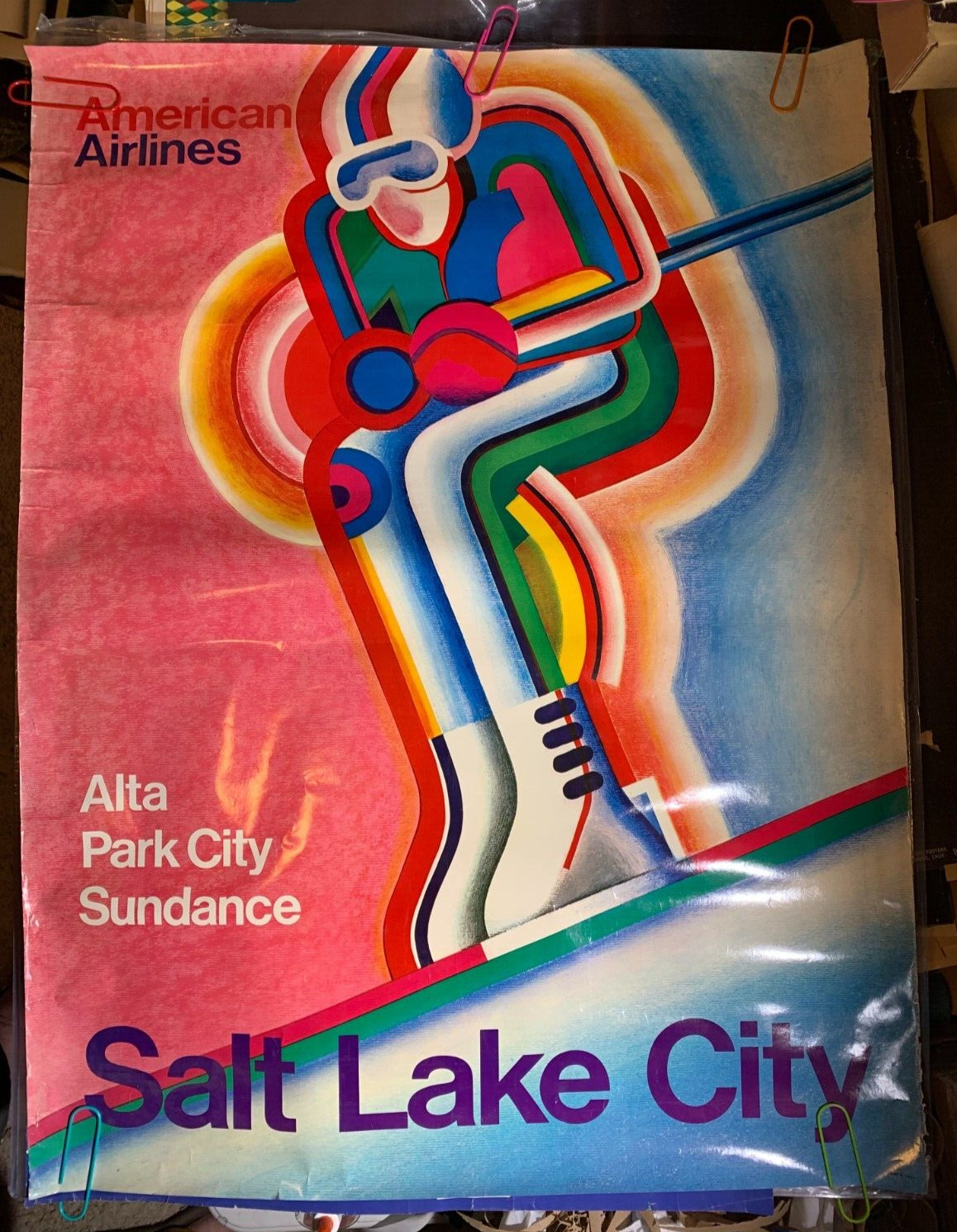 AMERICAN AIRLINES VINTAGE 1970's SALT LAKE CITY PROMO ADVERTISEMENT POSTER -NICE