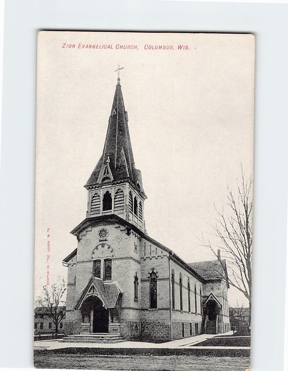 Postcard Zion Evangelical Church, Columbus, Wisconsin