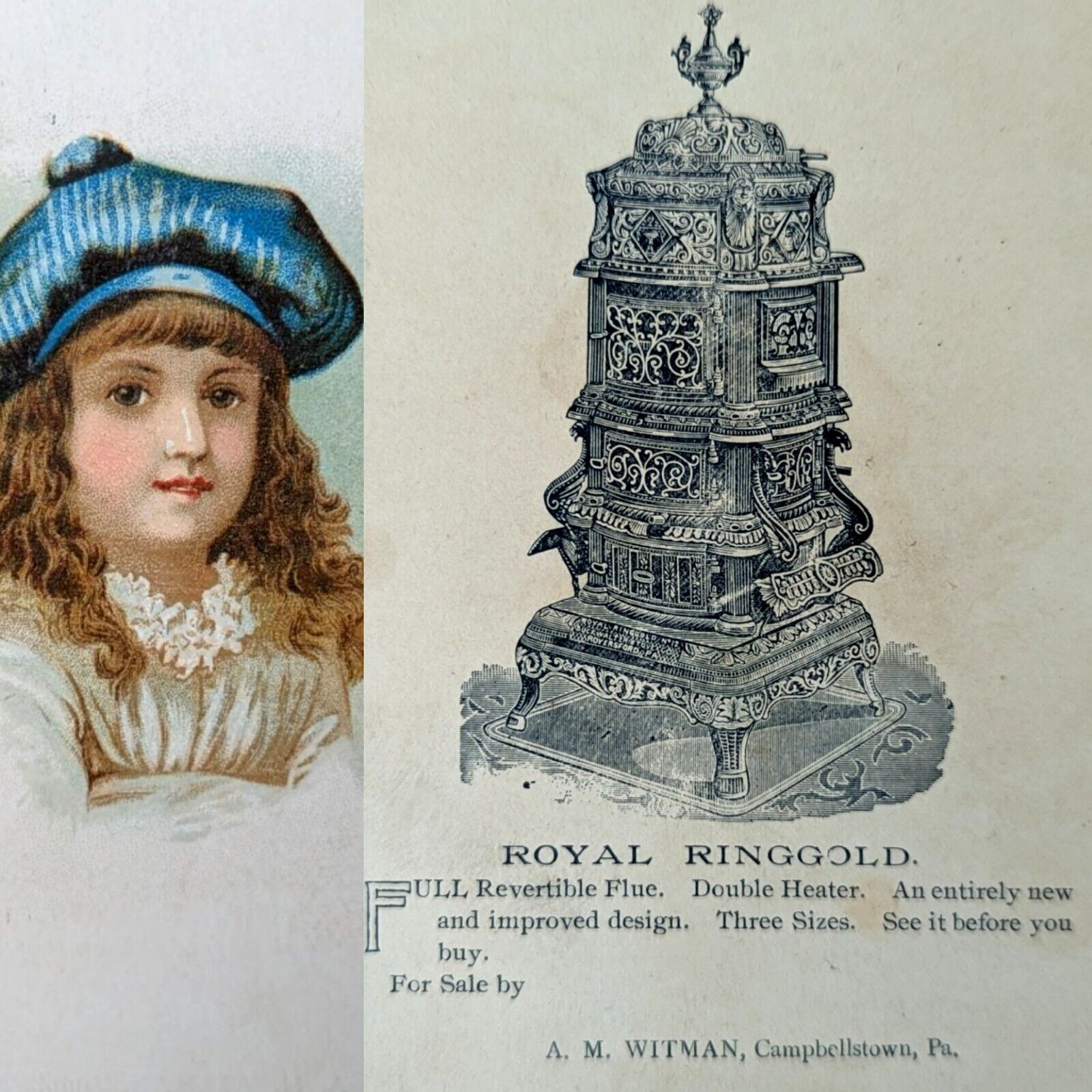 Victorian Trade Card Royal Ringgold Double Heater Art Campbellstown PA History