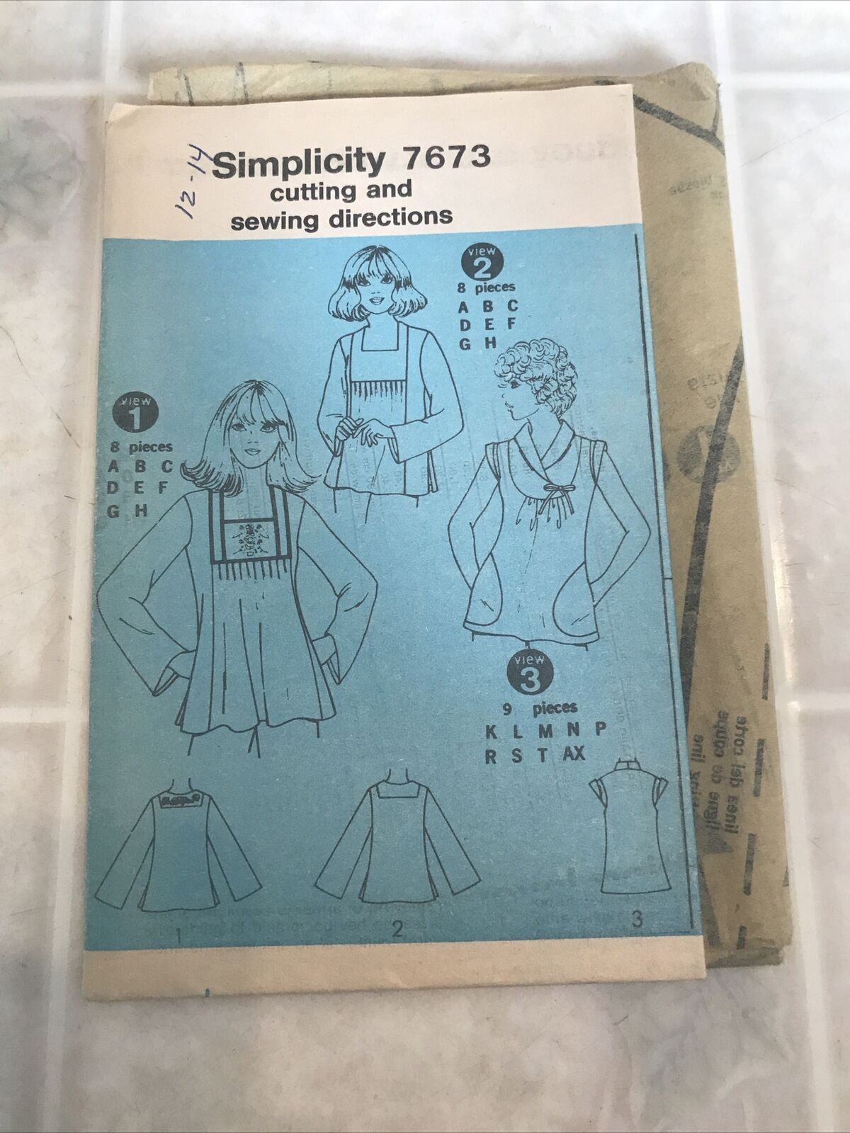 1960\'s VTG Simplicity Boho Blouse Pattern 7673 Size 12-14 Uncut