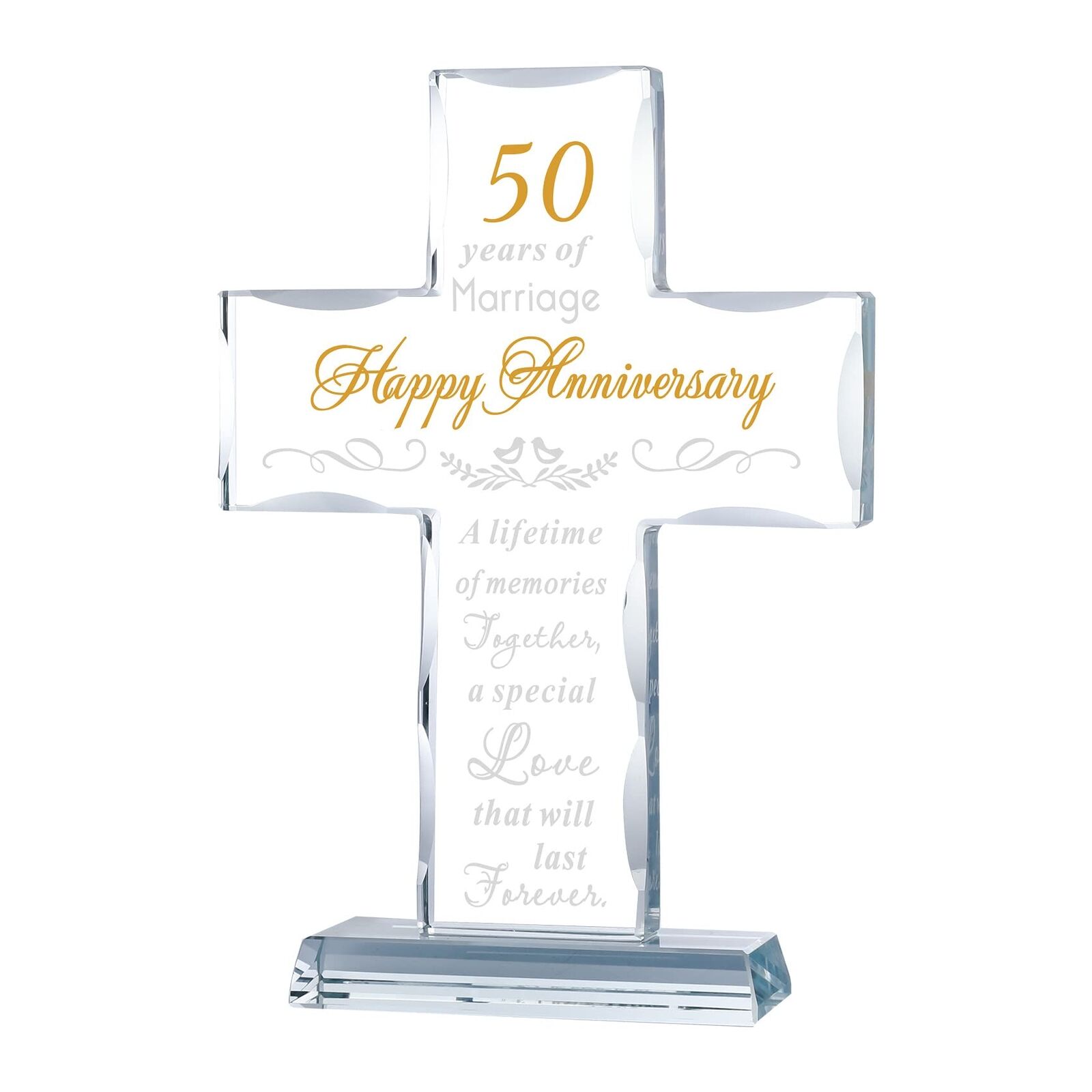 50th Wedding Anniversary Religious Cross Gifts for Parents, Laser Engraved Gl...