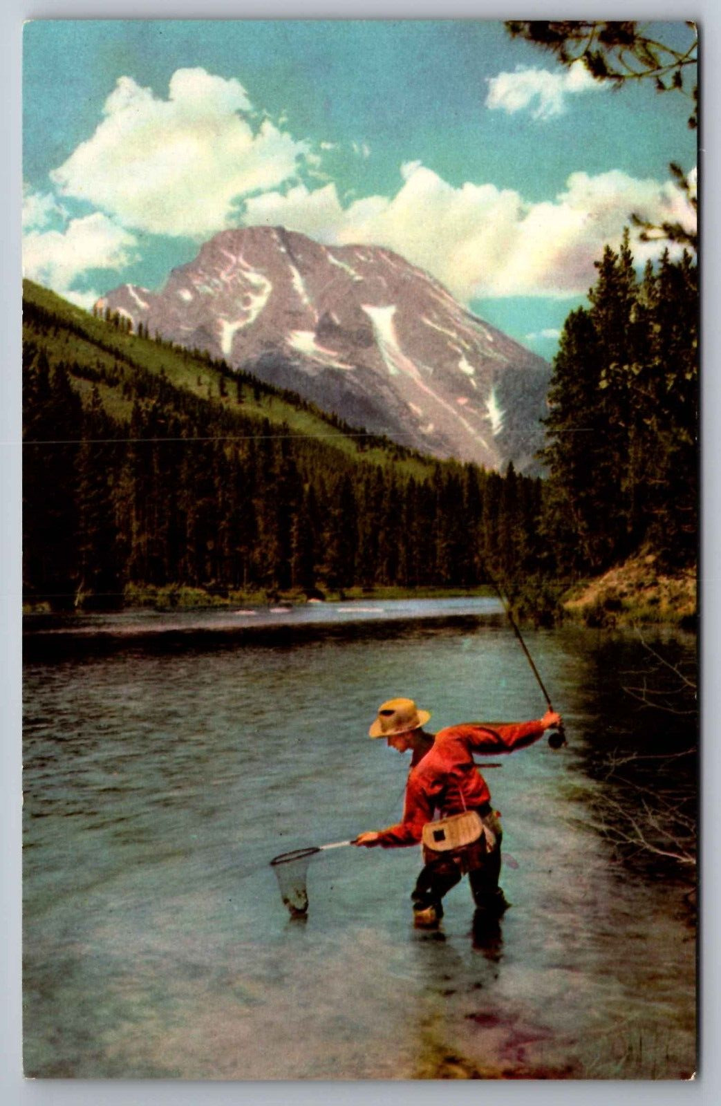Postcard Fly Fishing for Trout in a Stream Pacific Northwest Washington  A 21