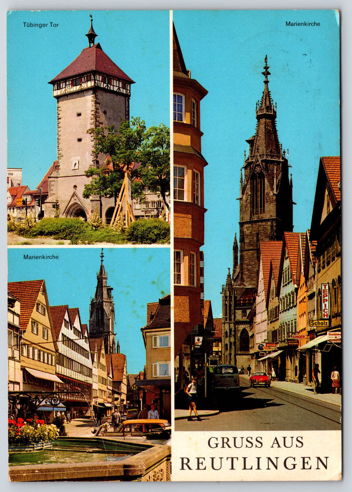 Original Vintage Antique Postcard Picture Reutlingen Germany Greetings Landmarks
