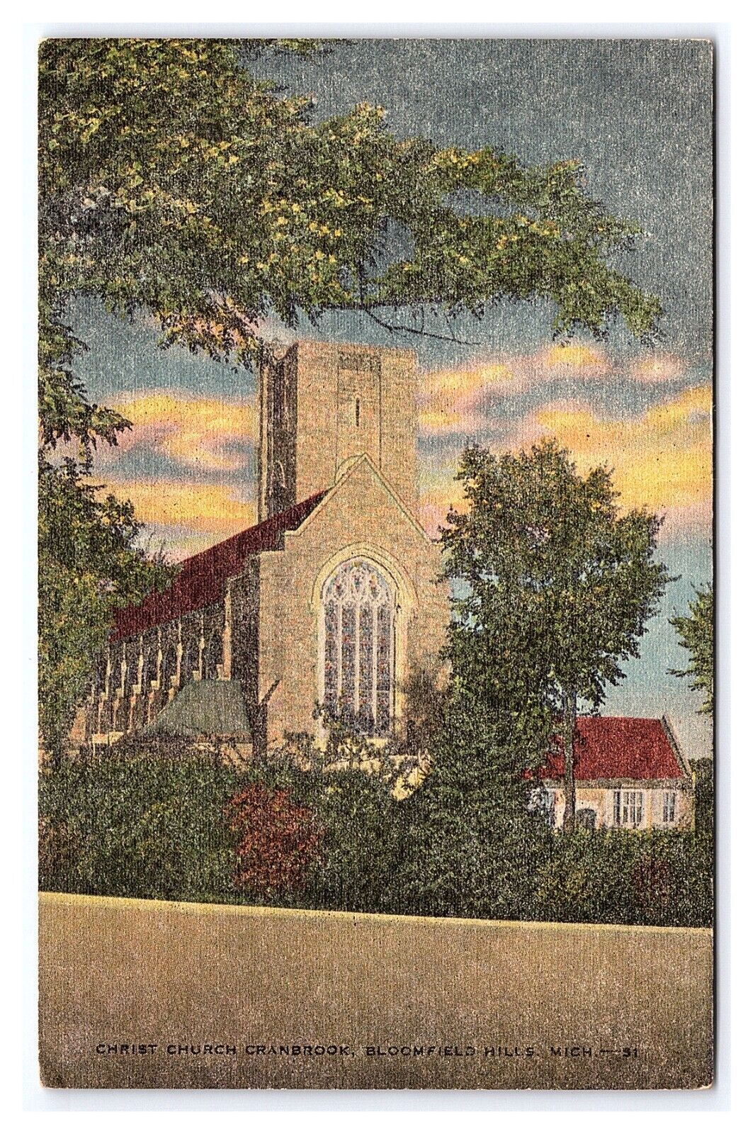 Christ Church Cranbrook Bloomfield Hills Mich. Michigan Postcard