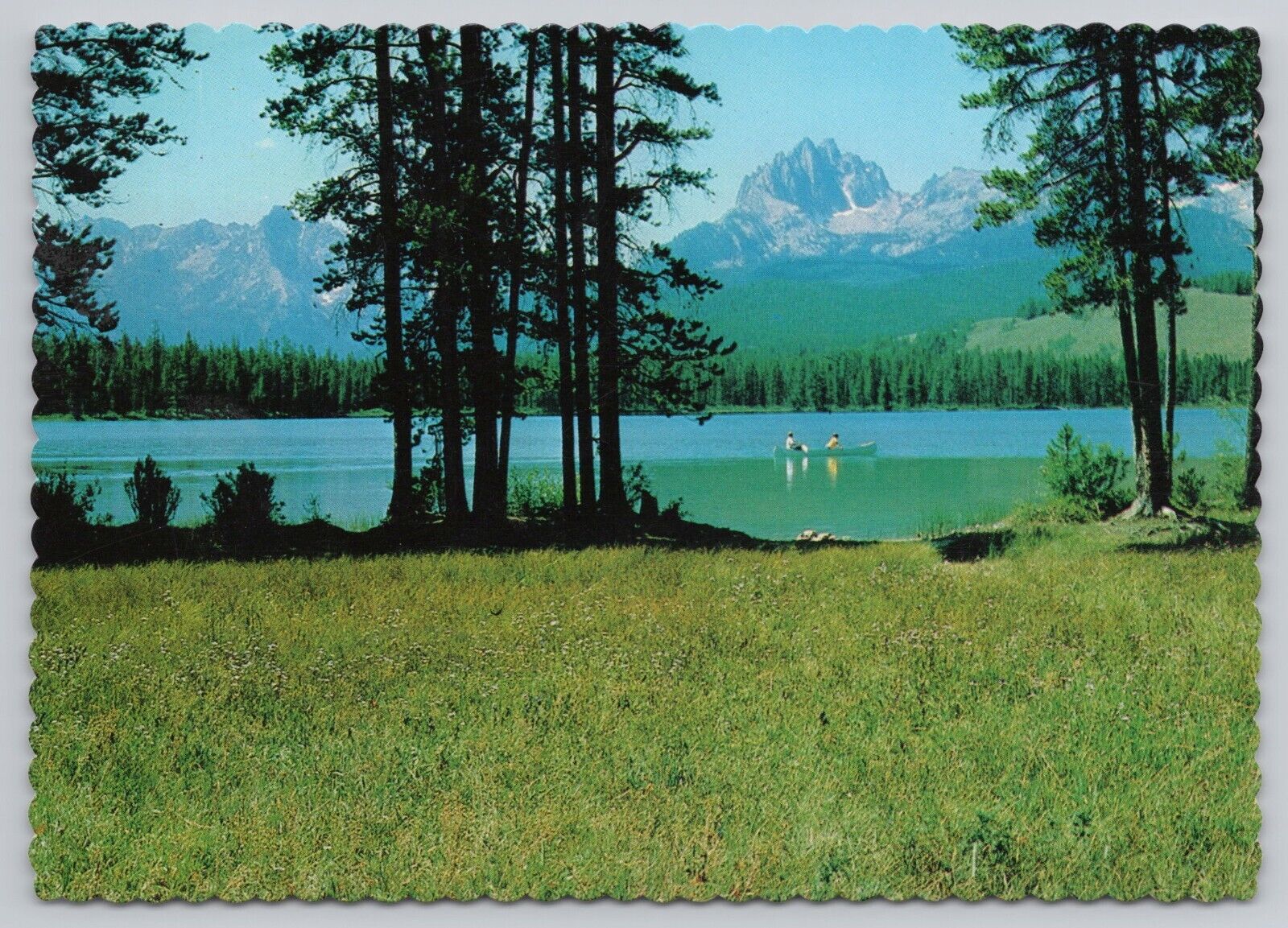 Stanley Idaho, Little Redfish Lake Sawtooth Valley Canoe Mt Heyburn Vtg Postcard