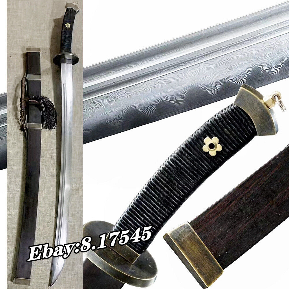 Qing Dynasty Saber Battle Knife Chinese Da Dao Damascus Steel Broadsword Sword