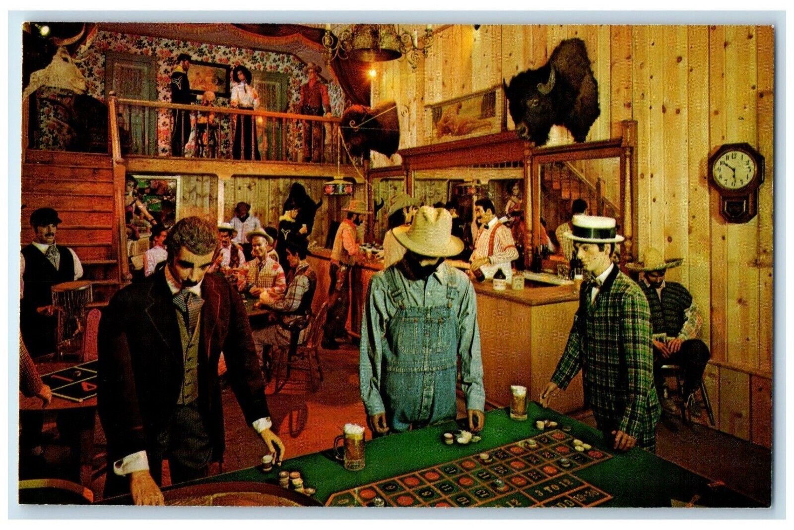 c1950's Sand Burr Gulch Bull Shed Saloon Interior Shakopee Minnesota MN Postcard