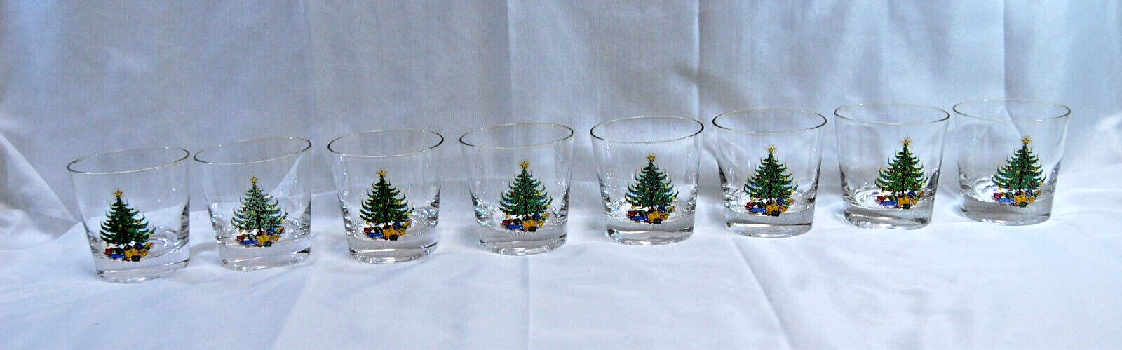 Moderne Old Fashioned Christmas Tree Old Fashioned Glasses Lot of 8  Vtg.  X1571