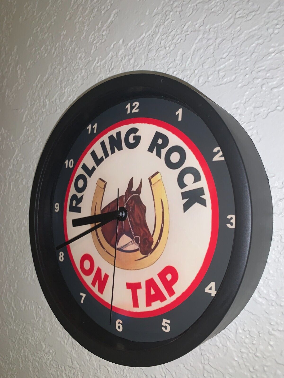 Rolling Rock on Tap Beer Bar Man Cave Advertising Clock Sign