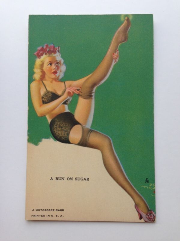 Vintage Pinup Girl Picture Mutoscope Card by Zoe Mozert Long Sexy Legs