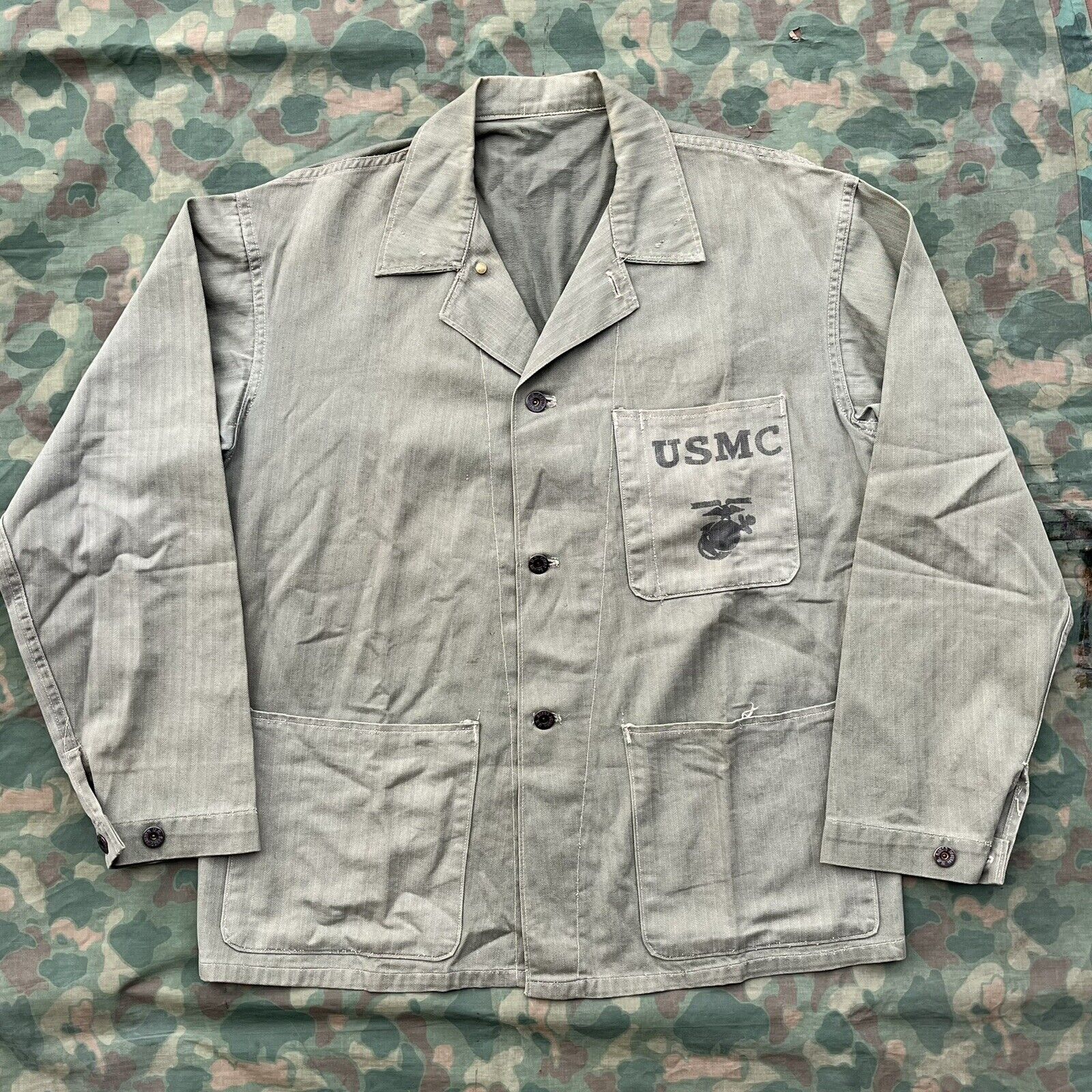 WWII USMC P41 HBT Shirt Marine Corps Jacket P1941 Uniform Shirt Used Original