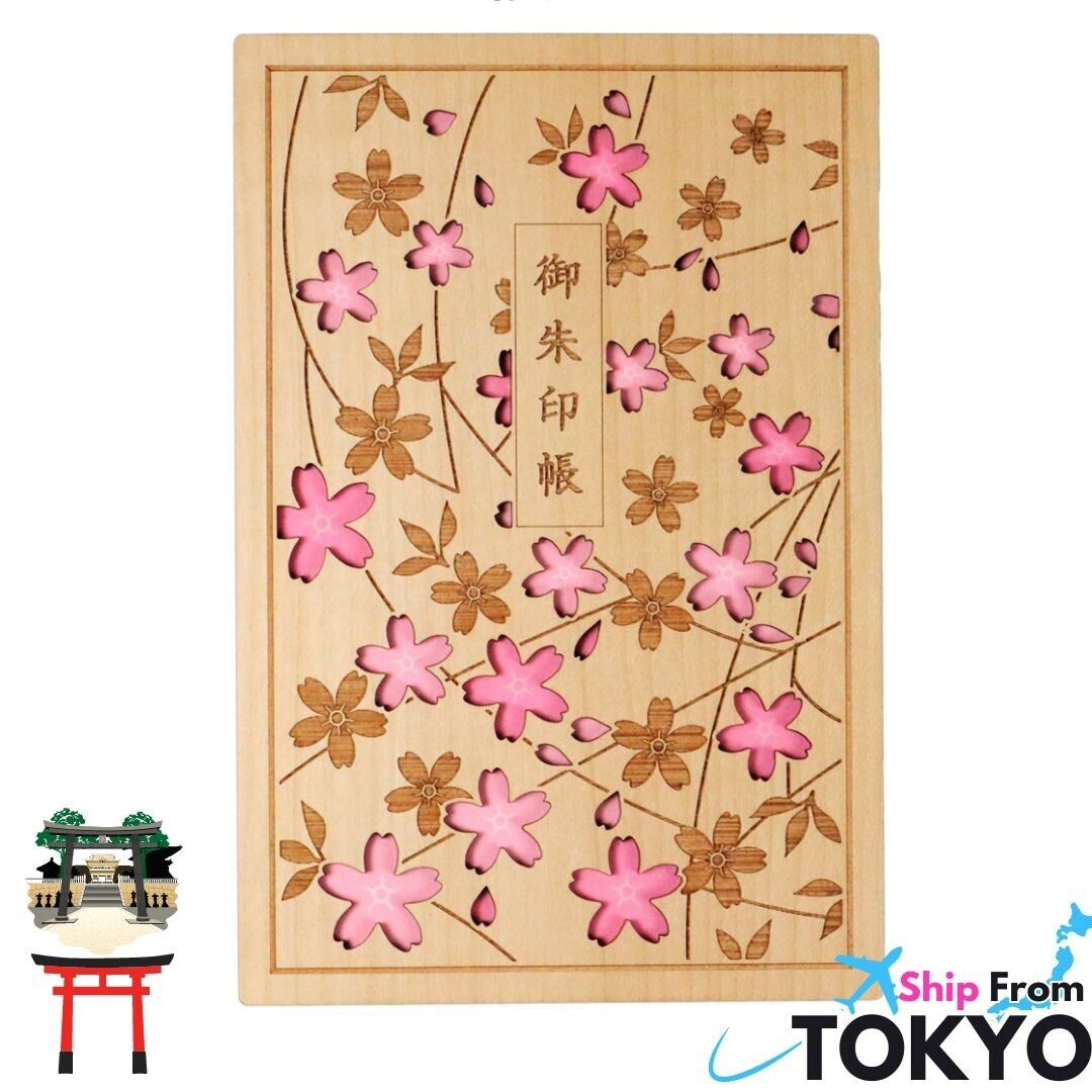 Goshuin Book : Wooden Sakura Goshuin-cho Japanese pilgrimage stamp Note Travel