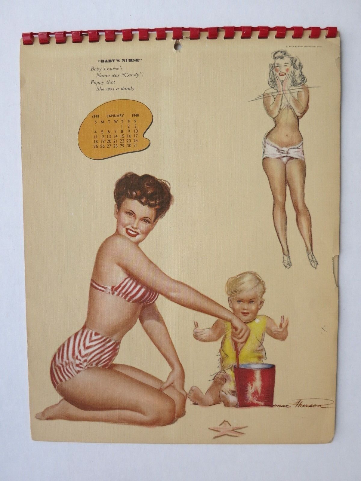 1948 Full Year Pinup Girl Calendar by MacPherson Sketch Book