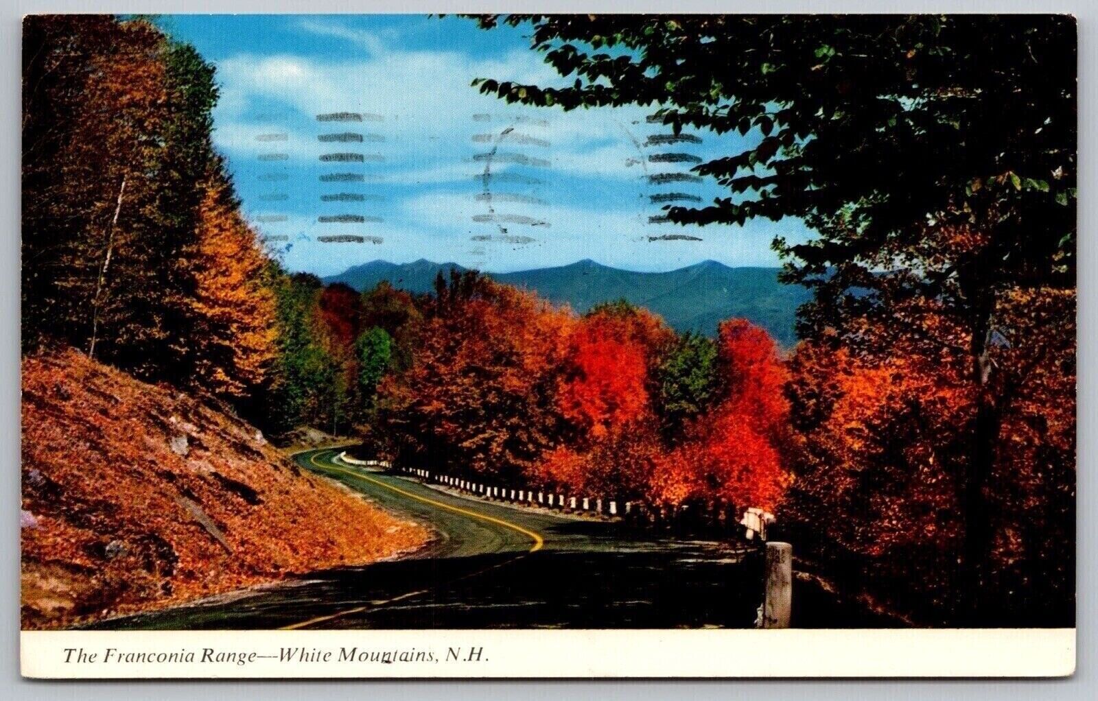 Franconia Range White Mountains NH New Hampshire Autumn Scene Postcard PM Cancel