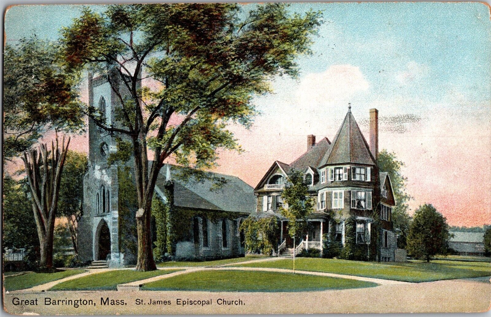 St. James Episcopal Church, Great Barrington MA Vintage Postcard L42