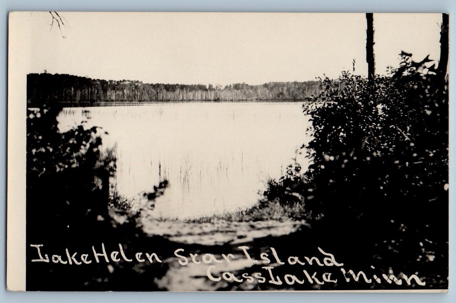 Cass Lake Minnesota MN Postcard RPPC Photo Lake Helen Star Island c1930's