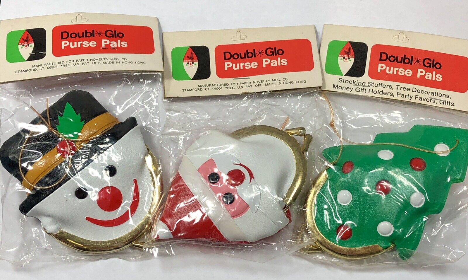 Lot of 3 Doubl Glo Purse Pals Coin Purse Christmas Stocking Stuffers New